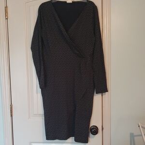 Mata Traders Organic Cotton Faux Wrap Dress Bow Tie Beaker Abstract Black XL